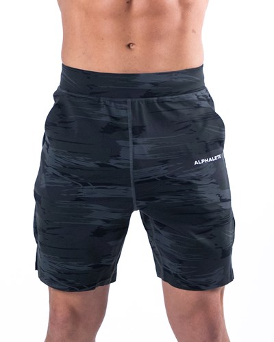 Alphalete 4-Way Stretch 8" Krótkie Czarne Camo | 51834-FDWK