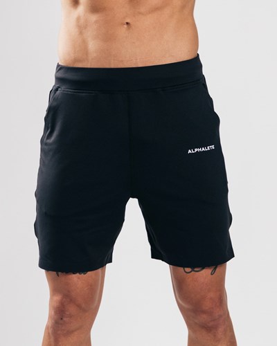 Alphalete 4-Way Stretch 8" Krótkie Czarne | 73215-FQWU