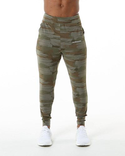 Alphalete 4-Way Stretch Jogger Oliwkowe Camo | 65408-YKQA