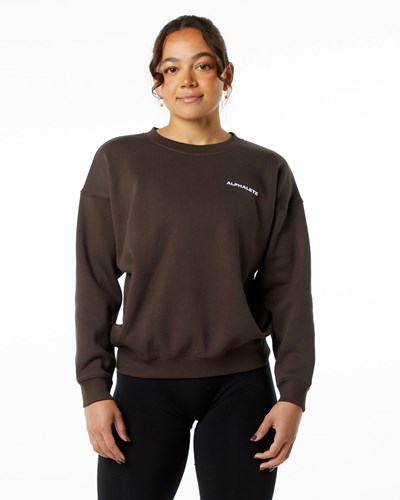 Alphalete Brushed Fleece Crewneck Swetry Brązowe | 96037-VBRT