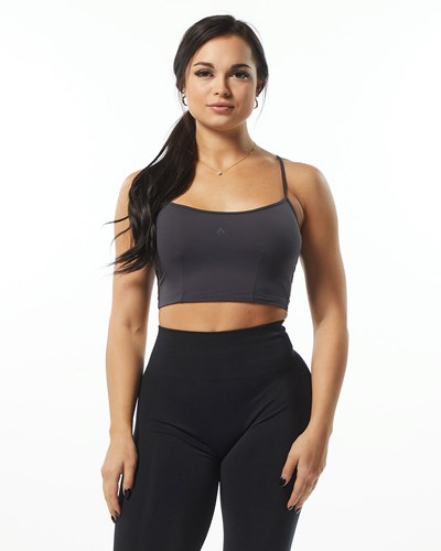 Alphalete Camisole Y-Back Crop Tank Ciemny Szare | 69012-YFSI