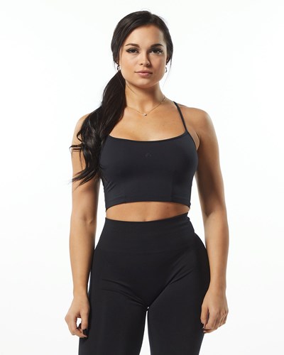 Alphalete Camisole Y-Back Crop Tank Czarne | 18734-YXBJ