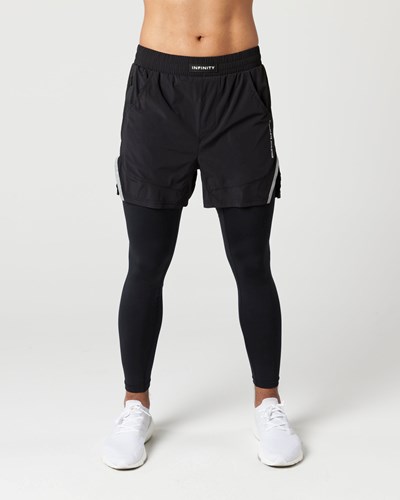 Alphalete Compression Podszewką Woven Treningowe Krótkie Czarne | 75638-ENJX