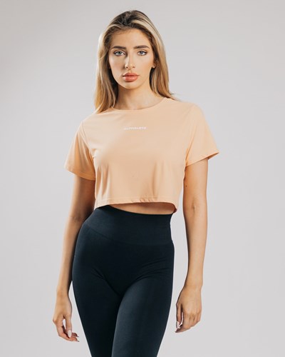 Alphalete Cropped Lekkie Krótkie Sleeve Pomarańczowe | 13875-HTSL