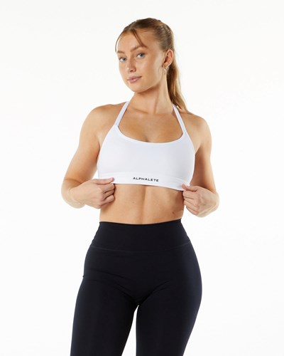 Alphalete Double Brushed Bra Białe | 56731-IMPT