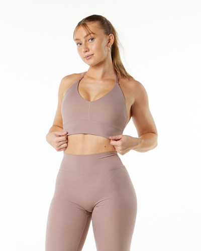 Alphalete Double Brushed Bra Fioletowe | 63874-OJKQ