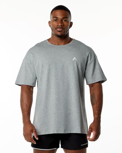 Alphalete Drop Shoulder Tee Szare | 47980-SCXF