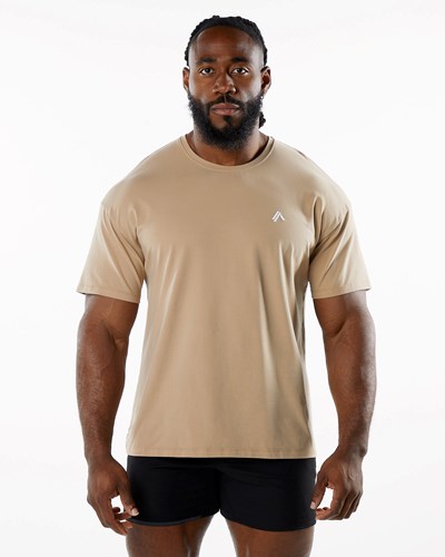 Alphalete Drop Shoulder Tee Taupe | 90613-ZMIL