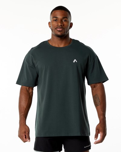 Alphalete Drop Shoulder Tee Zielone | 93427-CTUI