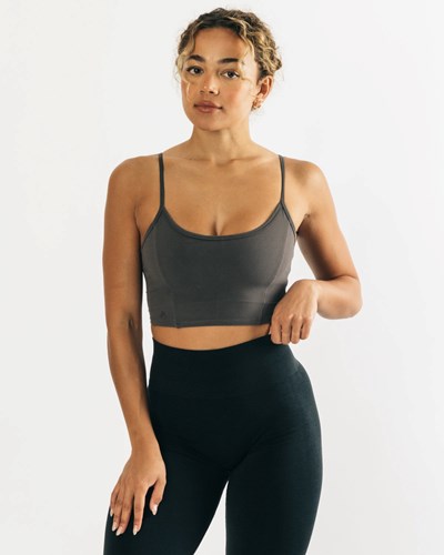 Alphalete Fitted Cropped Tank Szare | 72951-GHUS