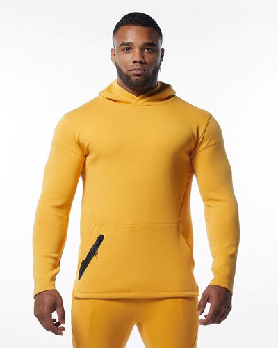 Alphalete Fitted Interlock Knit Hoodie Żółte | 94318-QGOB