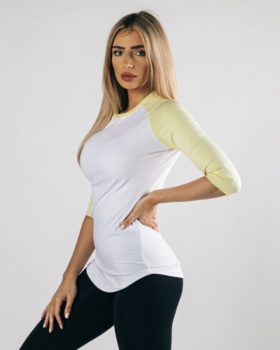 Alphalete Fitted Performance 3/4 Sleeve Białe | 65239-VWJY