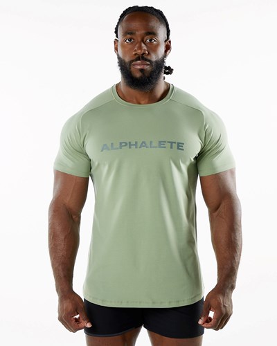 Alphalete Fitted Performance Krótkie Sleeve Sage | 37841-EAOF