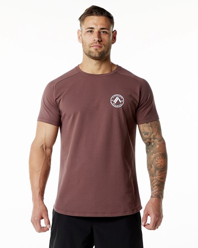 Alphalete Fitted Performance Krótkie Sleeve Merlot | 57342-XYNO