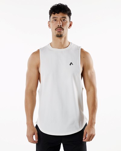 Alphalete Fitted Performance Tank Białe | 19034-ZHFX