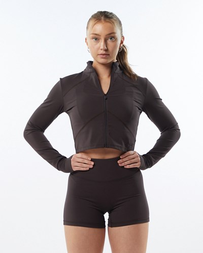 Alphalete Full Zip Crop Jacket Szare | 73980-RWXM