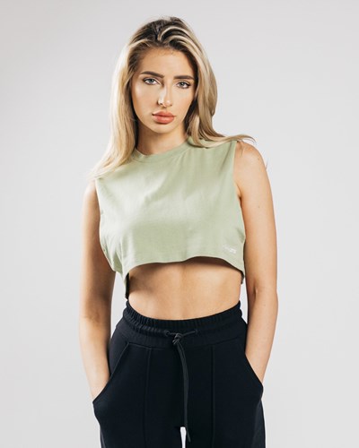 Alphalete Heavy Bawełniane Cropped Cutoff Matcha | 36071-OPQB