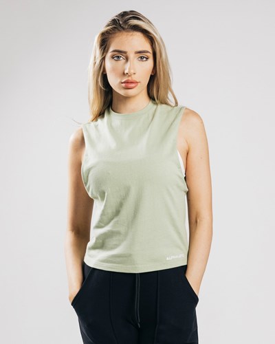 Alphalete Heavy Bawełniane Cutoff Matcha | 13604-MHCX