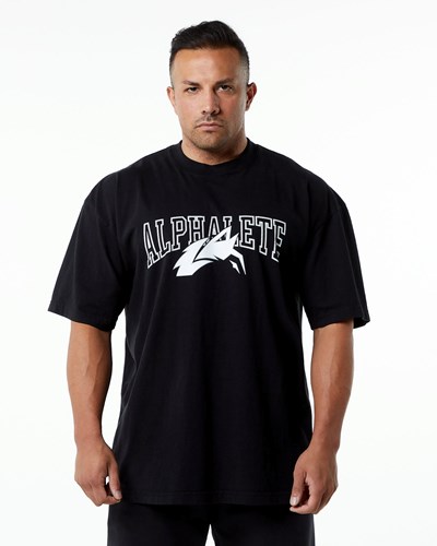 Alphalete Heavyweight Oversized Tee Black/White | 27361-FPTK