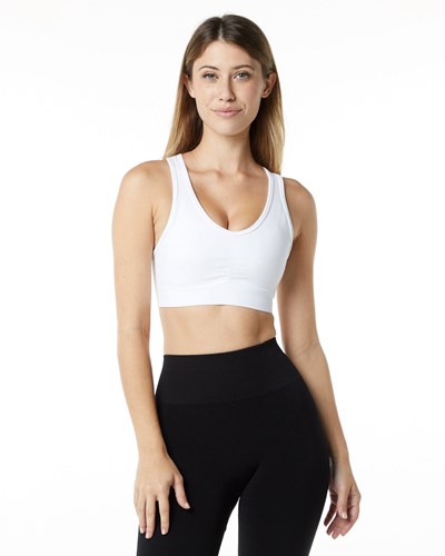 Alphalete High-Impact Seamless Sports Bra Białe | 35724-ITMY