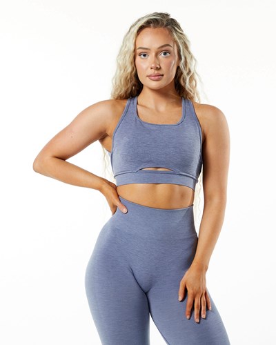 Alphalete High-Impact Seamless Sports Bra Niebieskie | 74690-MJKX