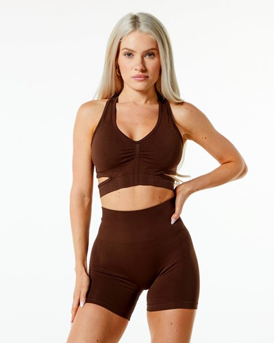 Alphalete High-Impact Seamless Sports Bra Brązowe | 78916-VEUW