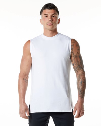 Alphalete High-Neck Premium Tank Białe | 63917-FNRM