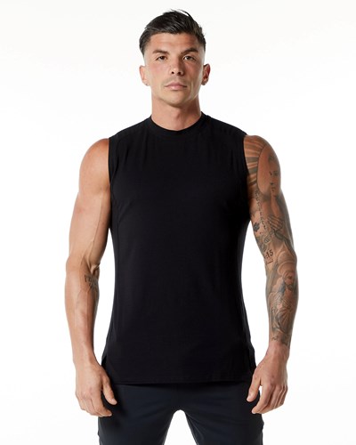 Alphalete High-Neck Premium Tank Czarne | 24537-UZNI