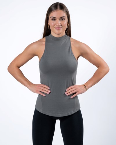 Alphalete High-Neck Premium Tank Szare | 01928-BSUP