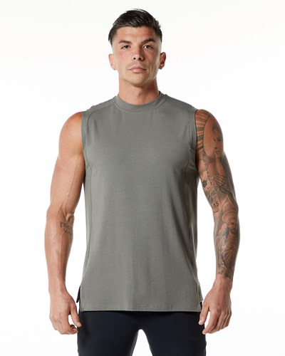 Alphalete High-Neck Premium Tank Szare | 76203-ZOVJ