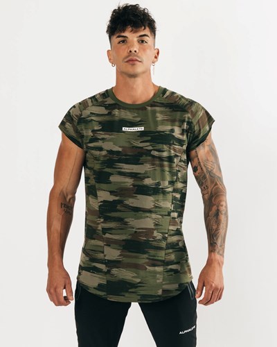 Alphalete High Performance Bez Rękawów Tee Oliwkowe Camo | 97021-MOGX