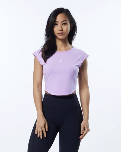 Alphalete High Performance Krótkie Sleeve Crop Tee Lawenda | 29483-UTKG