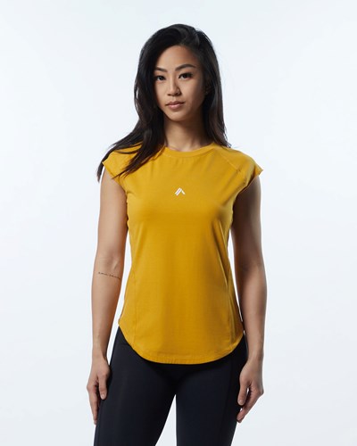 Alphalete High Performance Krótkie Sleeve Tee Żółte | 89201-KYXH