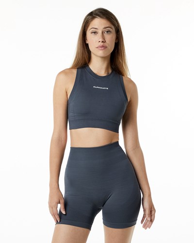 Alphalete High Performance Seamless Crop Bra Carbon | 29586-OHGD