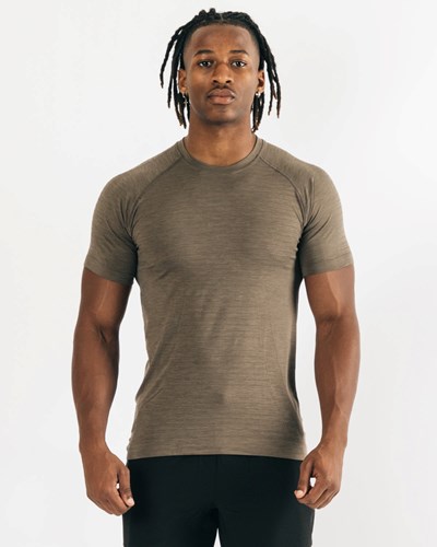 Alphalete High Performance Seamless Krótkie Sleeve Tee Mocha | 47530-HYJU