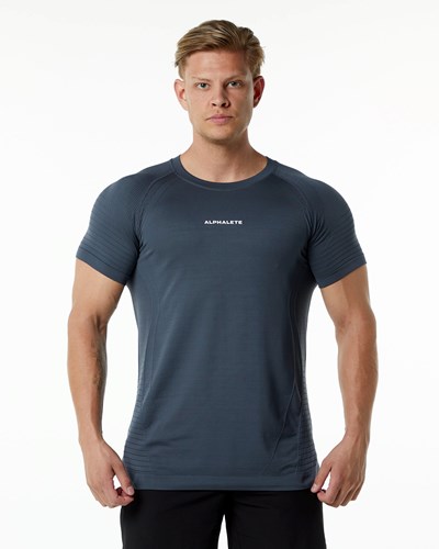 Alphalete High Performance Seamless Krótkie Sleeve Tee Carbon | 85037-KFDN