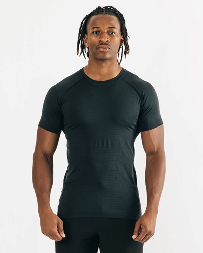 Alphalete High Performance Seamless Krótkie Sleeve Tee Czarne | 85073-BYST