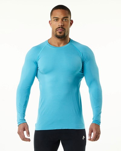 Alphalete High Performance Seamless Long Sleeve Tee Faded Ocean | 16720-XMAC