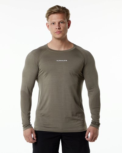 Alphalete High Performance Seamless Long Sleeve Tee Cedar | 25784-DIHU