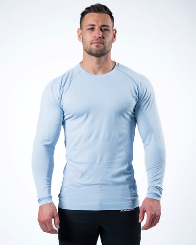 Alphalete High Performance Seamless Long Sleeve Tee Niebieskie | 43579-IVSJ