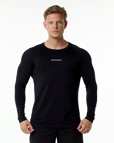 Alphalete High Performance Seamless Long Sleeve Tee Czarne | 87193-SVKE