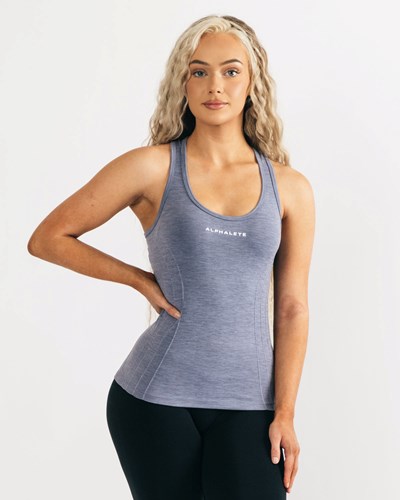 Alphalete High Performance Seamless Tank Niebieskie | 47526-AFBE