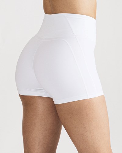 Alphalete High-Waisted Medium Compression 4" Krótkie Białe | 54903-VHGI