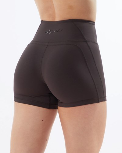 Alphalete High-Waisted Medium Compression 4" Krótkie Szare | 71045-CZDI