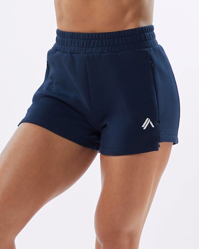 Alphalete Interlock Knit 3.5" Krótkie Granatowe | 42531-NMYD