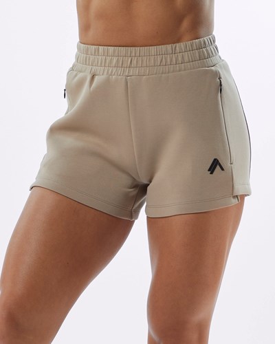 Alphalete Interlock Knit 3.5" Krótkie Tan | 48397-MABI