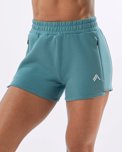 Alphalete Interlock Knit 3.5" Krótkie Teal | 24385-IERJ