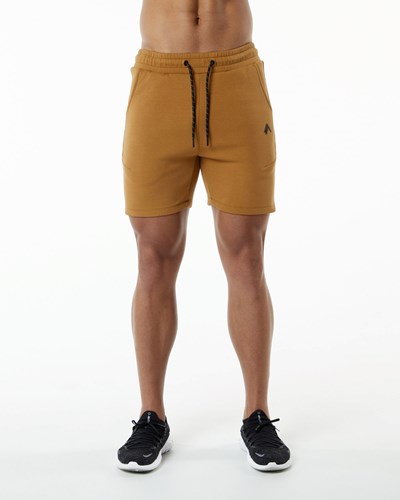 Alphalete Interlock Knit 6" Krótkie Almond | 10479-CRMT