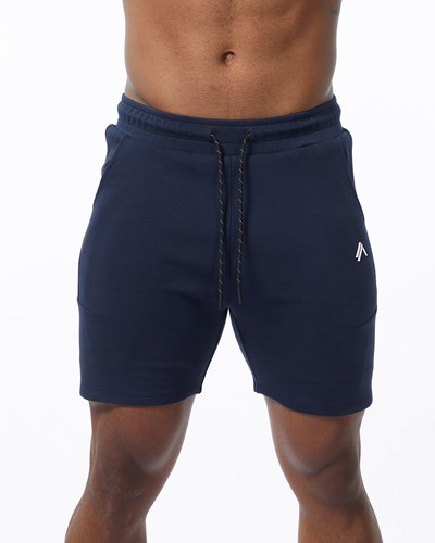 Alphalete Interlock Knit 6" Krótkie Granatowe | 64017-LNZE