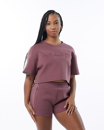 Alphalete Interlock Knit Crop Pullover Mauve | 72038-GNVC